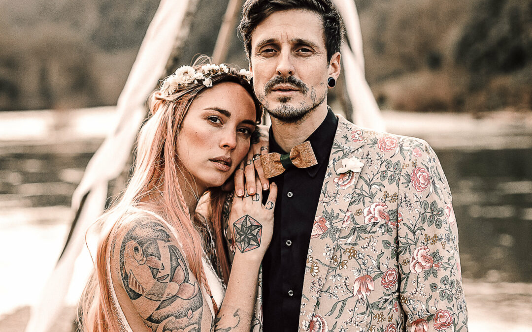 shooting inspiration folk rock robe de mariée Atelier Swan