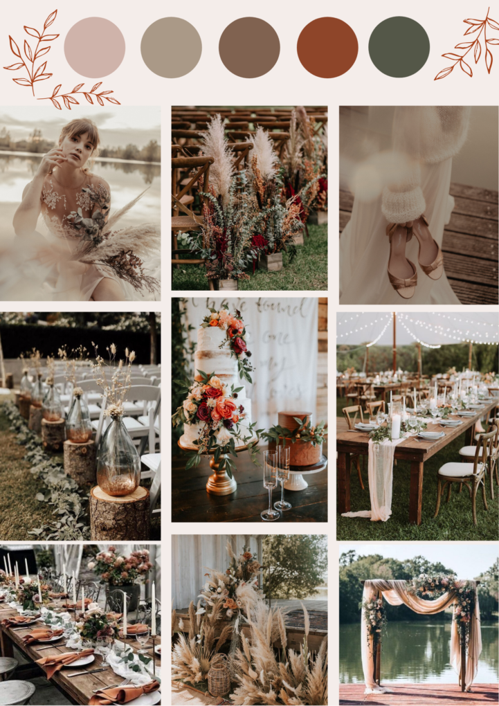 moodboard couleur décoration ambiance mariage automne atelier swan